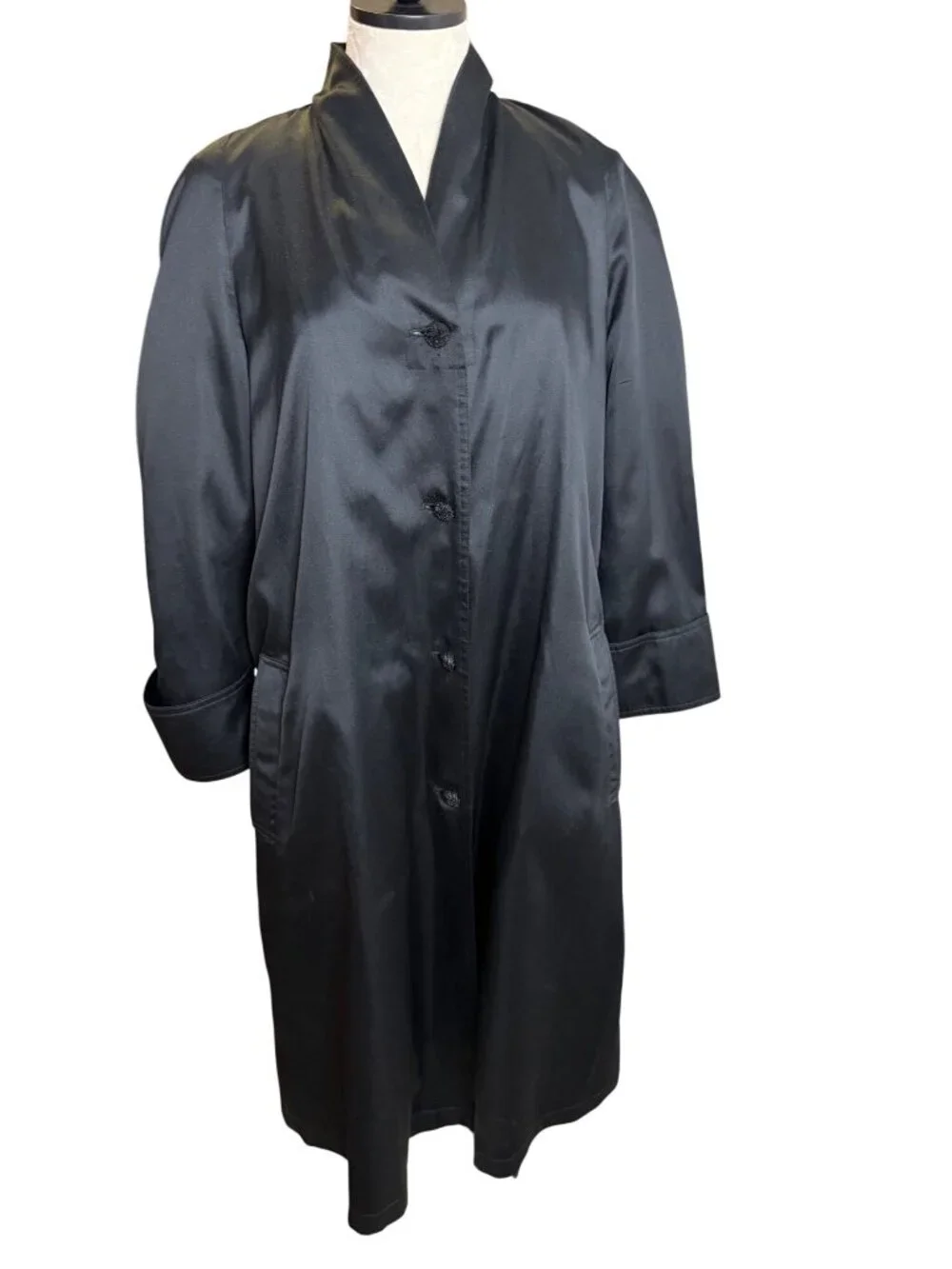 Count Romi All Weather Traveler Evening Coat Size 2 Black Button Front Vintage - Picture 1 of 13